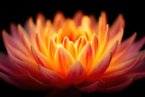 Vibrant water lily blooming in radiant colors against a dark background during, an Arts & Entertainment Photo by AlyaAnd