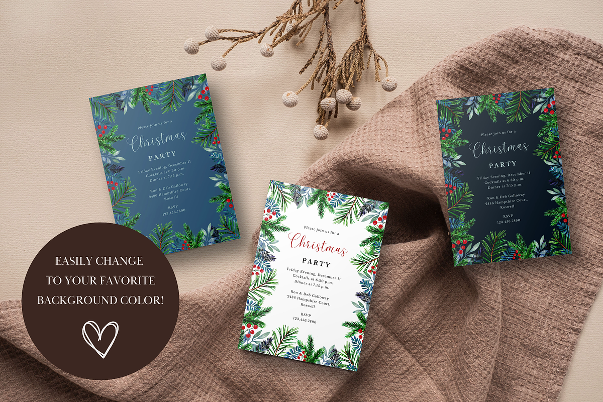 Editable Christmas Invitation, an Invitation Template by ForeverPrint (Photo 3 of 6)