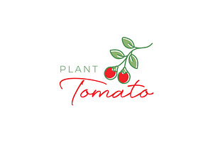 tomato red plant leaves line logo, a Branding & Logo Template by devastd