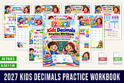 2027 Kids Decimals Practice Workbook, a Stationery Template by Designmela01 (Thumbnail 1 of 5)