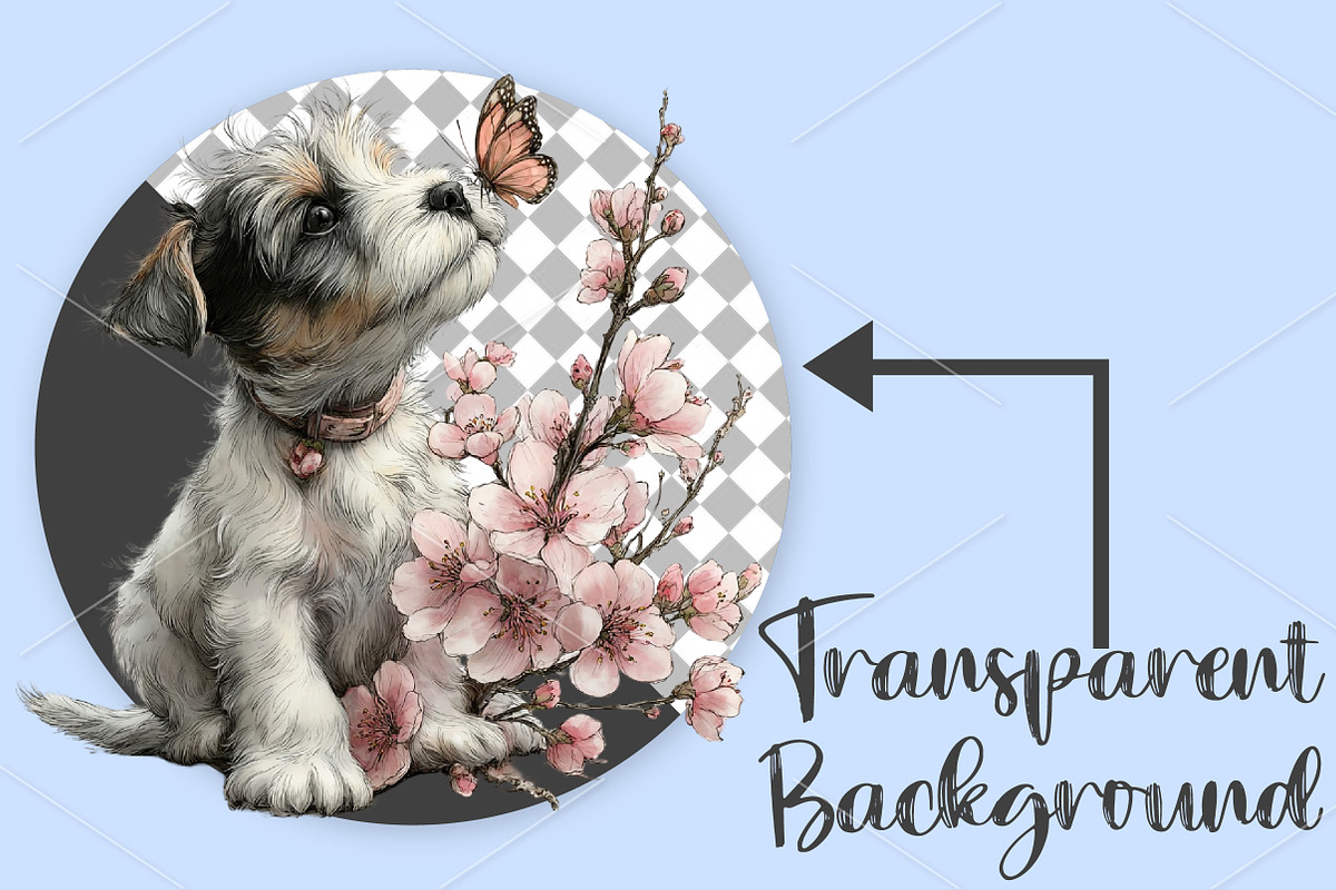 Watercolor Dog And Butterfly Clipart, a Seasonal Illustration by Canvas Craft (Photo 2 of 7)