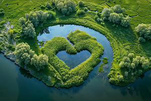 Aerial View of Heart-Shaped Island, a Nature Photo by Hamza067