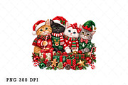 Cute Holiday Cat Family Design, a Seasonal Illustration by Watercolor design (Thumbnail 1 of 3)
