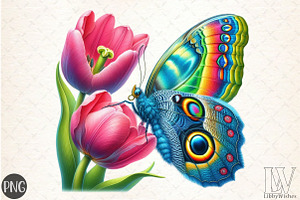 Spring Flower & Butterfly Sublimatio, an Illustration by Libby Wishes