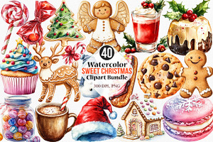 Watercolor Sweet Christmas Clipart, an Illustration by Canvas Craft