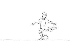 Continuous Line Drawing Of Football