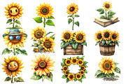 Watercolor Summer Sunflower Clipart, an Illustration by Designworld (Thumbnail 4 of 5)