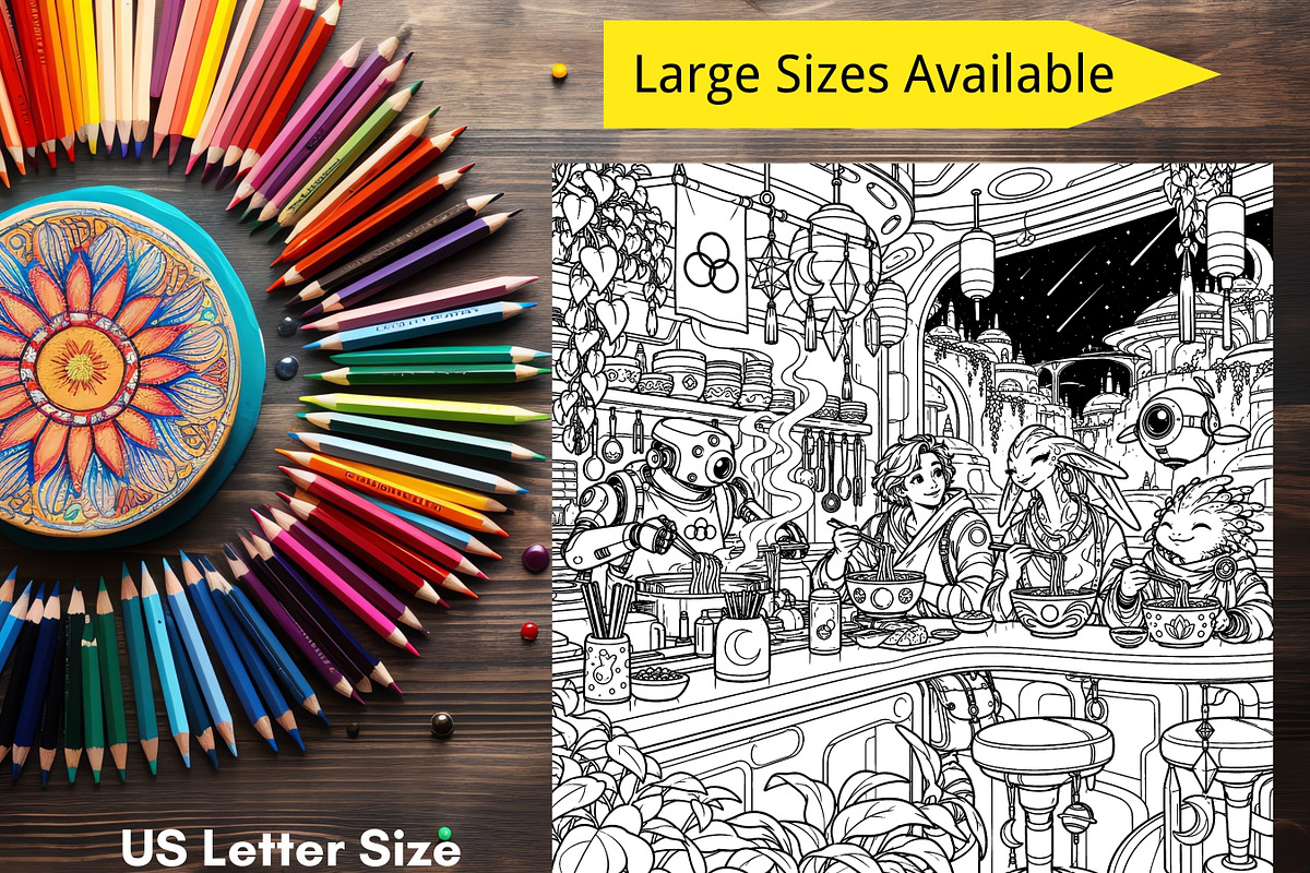 Cozy Sci-Fi Adult Coloring Pages, a Brochure Template by LA Design (Photo 8 of 10)