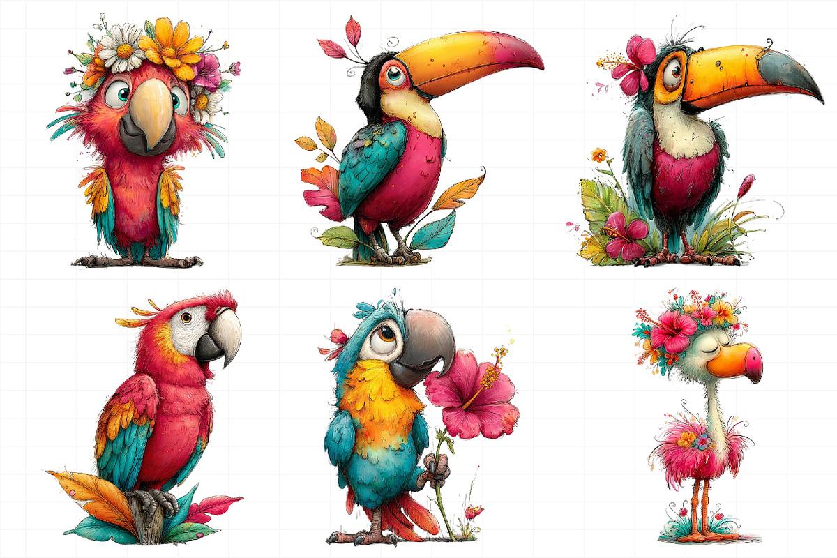 Whimsical Summer Tropical Bird Clipa, an Illustration by Daily.Designs (Photo 5 of 6)