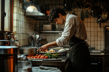 Young man preparing food for guests, a Photo by Iftikhar Alam