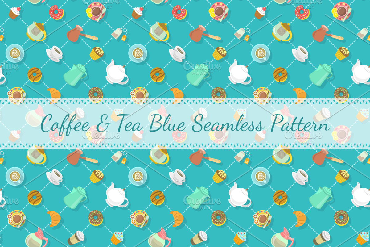 Coffee and Tea Icons and Patterns, a Food Illustration by Vectorikart (Photo 3 of 3)