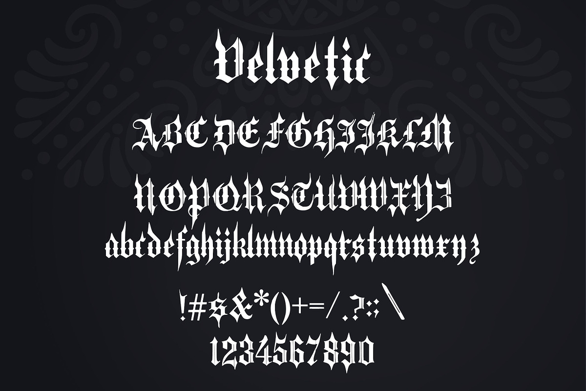 Velvetic Blackletter Font preview 2