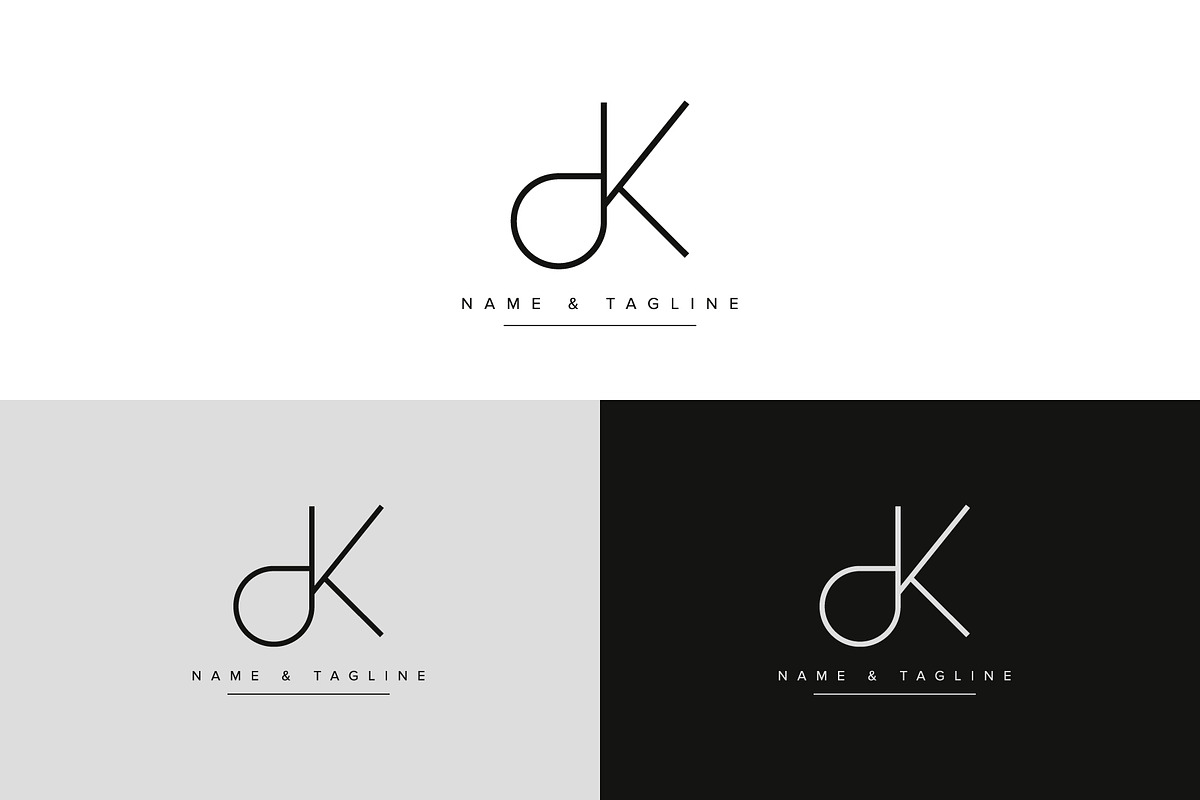 Initial letters monogram logo DK, a Branding & Logo Template by Aleesher