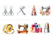Watercolor Sewing Clipart, Supplies, a Work Illustration by BrushstrokeArtGB (Thumbnail 4 of 9)