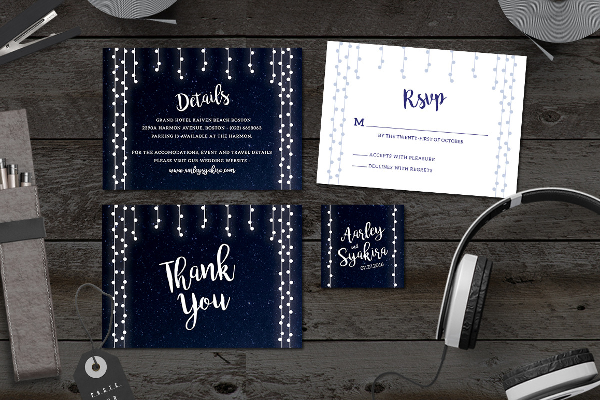 String Lights Wedding Invitation Set, an Invitation Template by Aarley Kaiven (Photo 4 of 5)