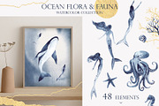 Ocean Watercolor & Gold Collection, a Decorative Illustration by InstaDesignPro (Thumbnail 7 of 13)