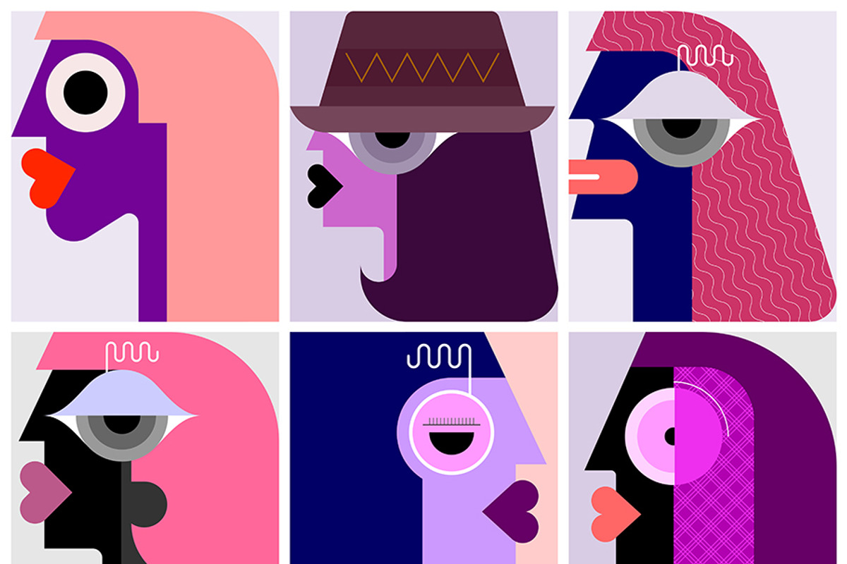 Six People Portraits (vector design), a Graphic by danjazzia