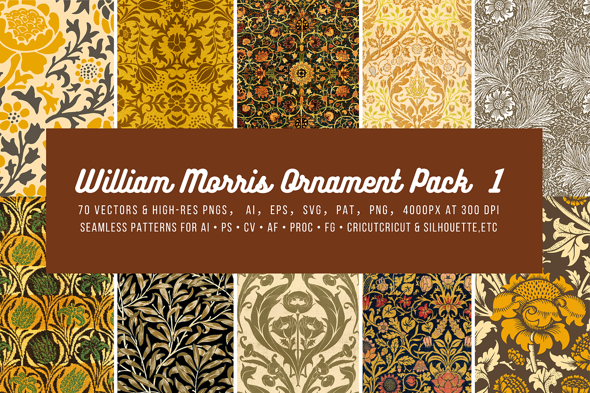 William Morris Ornament Pack 1, a Pattern Graphic by ARTOZEN DIGITAL (Photo 1 of 16)