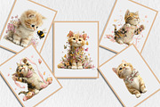 Watercolor Spring Cats Clipart, a Seasonal Illustration by Rose Art (Thumbnail 6 of 6)
