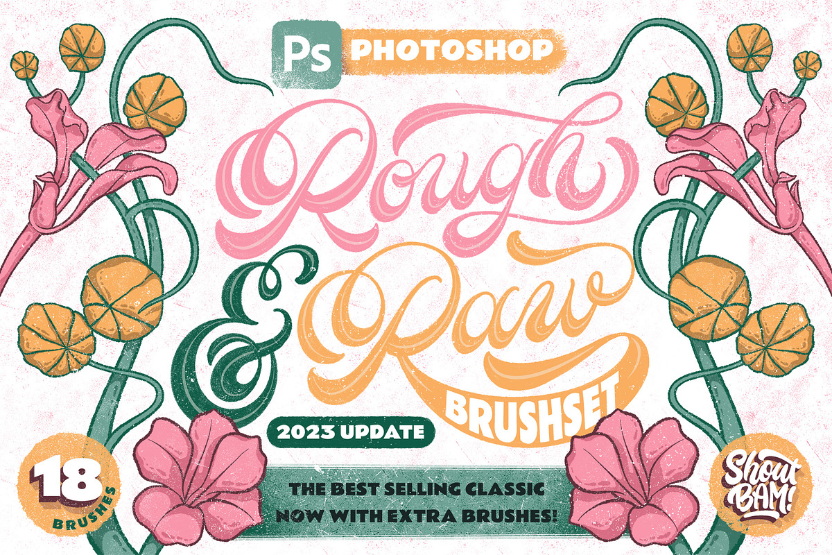 Rough & Raw Photoshop Brush Set, a Brush Add-On by Shoutbam (Photo 1 of 10)