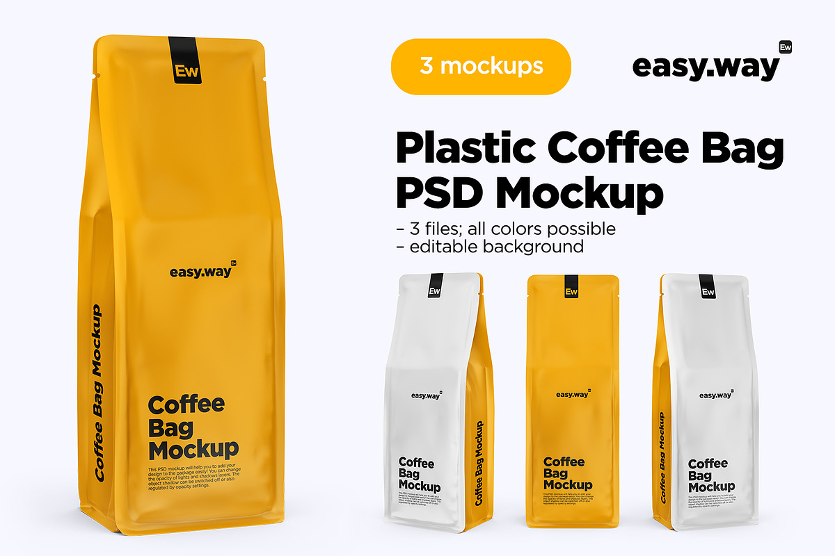 Coffee Bags PSD Mockups, a Packaging Mockup by easy.way (Photo 1 of 7)