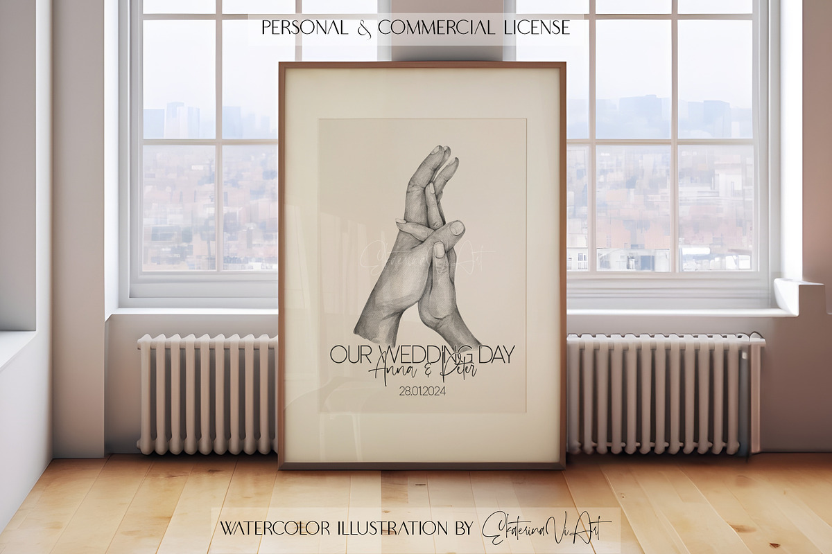 Watercolor Hands of Lovers Print, a Person Illustration by EkaterinaViArt (Photo 4 of 7)