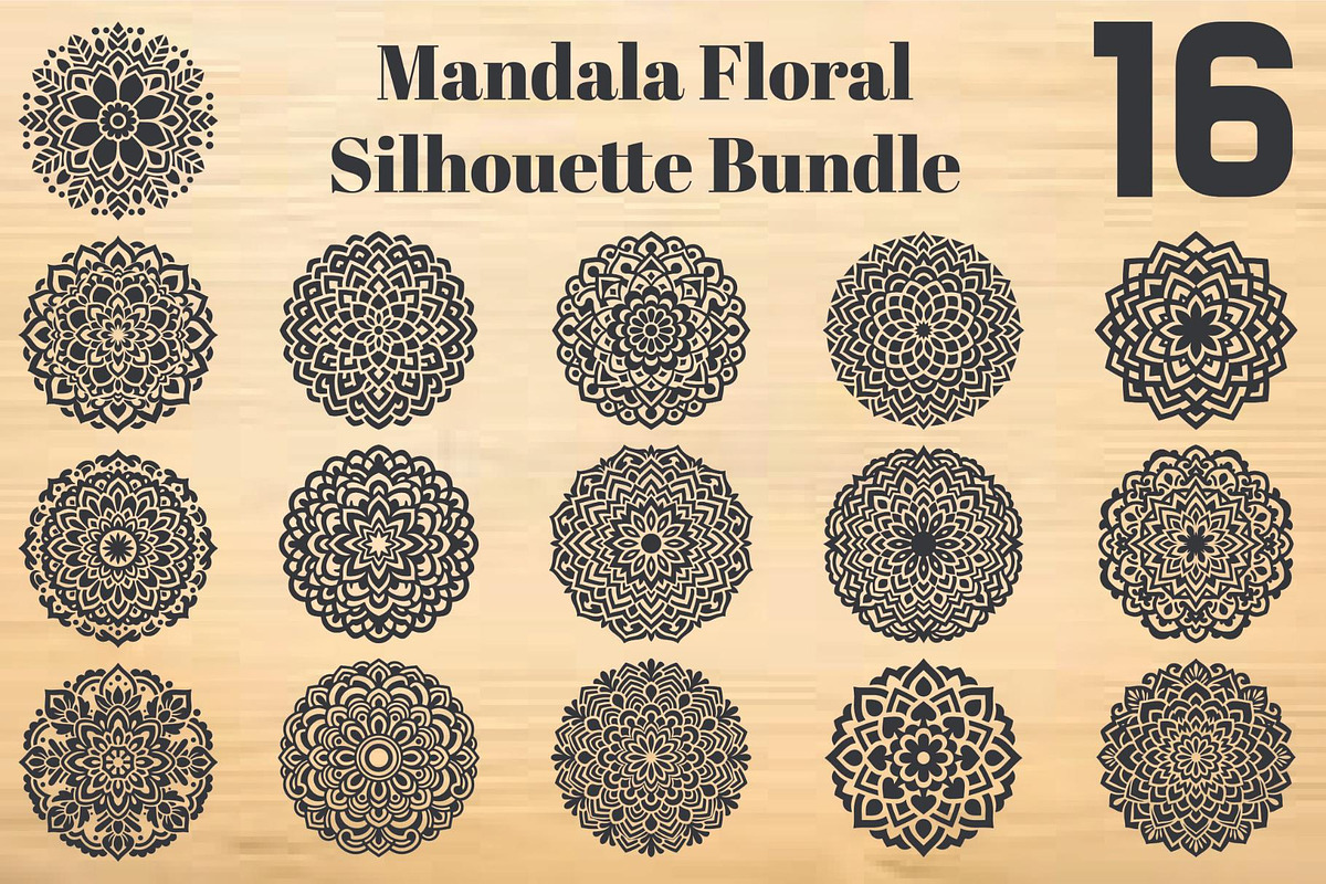 Mandala Floral Silhouette Bundle, an Object Graphic by hafijul (Photo 4 of 4)