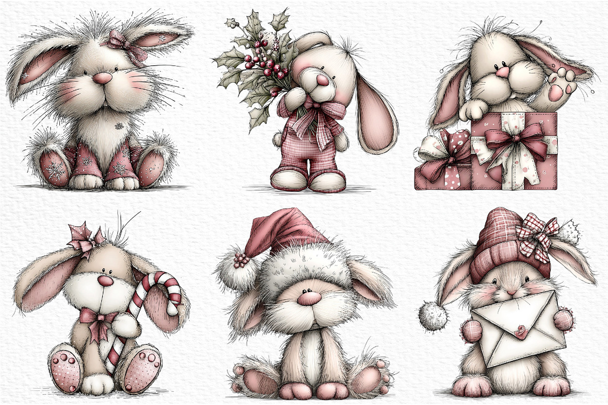 Christmas Bunny Clipart, an Illustration by Craft Nest (Photo 5 of 6)