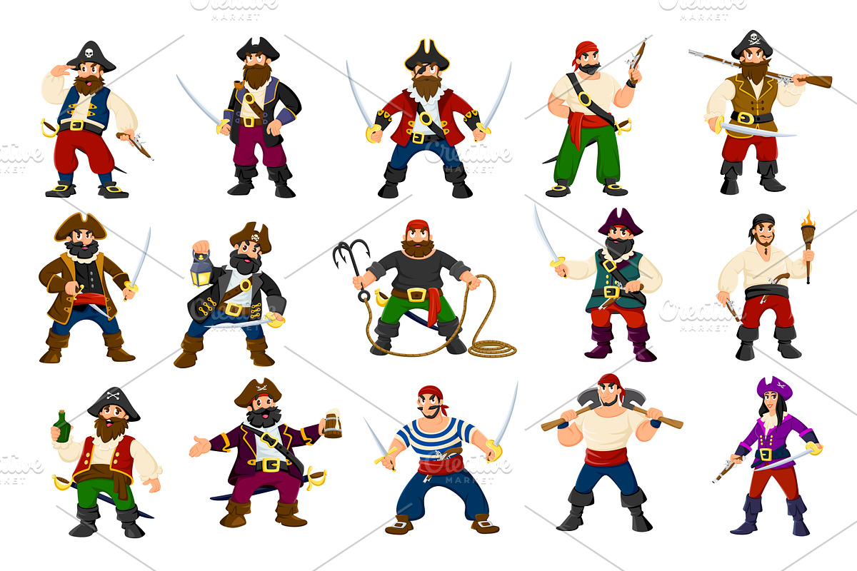 Cartoon pirate corsair characters, a Person Illustration by Buch&Bee