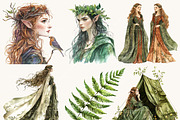 Watercolor Elven Reign Clipart, a Person Illustration by BusyDaydesign (Thumbnail 2 of 9)