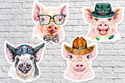 Cute watercolor pigs. Part 8, an Animal Illustration by Watercolor fantasy (Thumbnail 3 of 5)