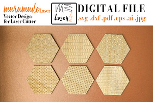 Coaster Deco Hexagon fot Laser Cut.