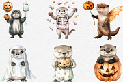 Halloween Cute Otter Clipart, an Illustration by Black Bird Studio (Thumbnail 2 of 6)