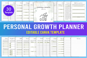 Personal Growth Planner Canva, a Stationery Template by Designmela01