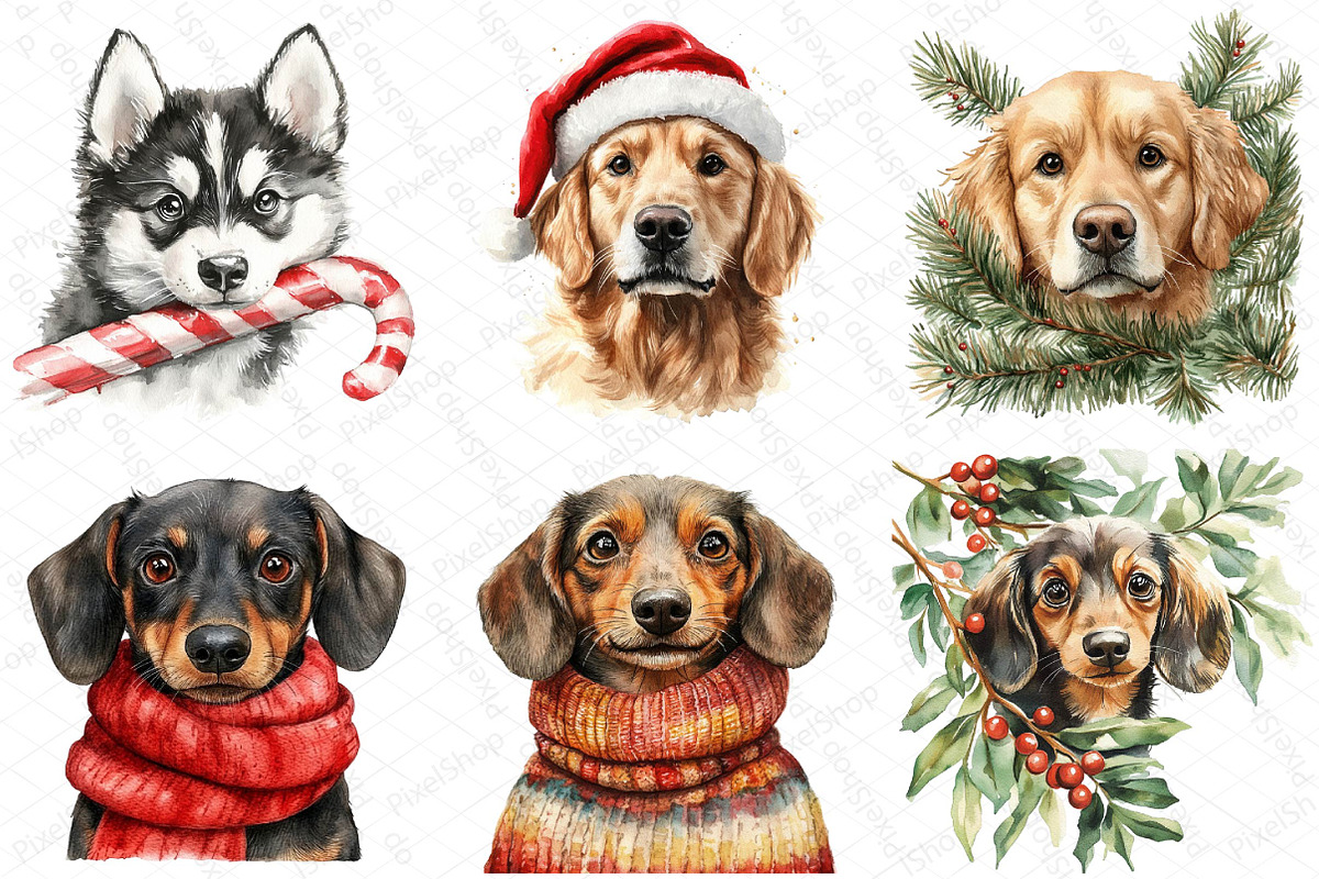 Christmas Peeking Dog Breeds Clipart, an Illustration by DreamPrint404 (Photo 4 of 5)