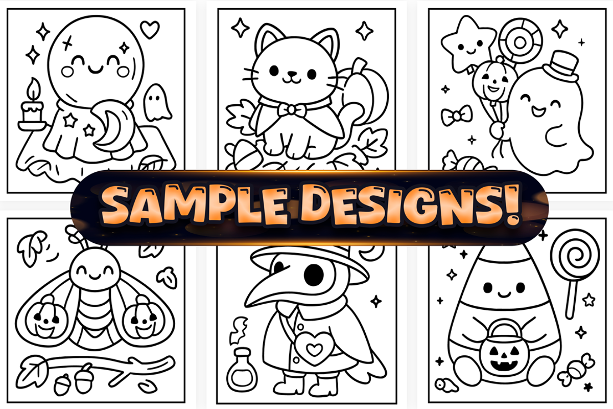 Bold Easy Kawaii Halloween Coloring, a Seasonal Illustration by Craftsbeefy (Photo 3 of 4)