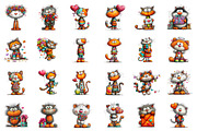 Whimsical Valentine Cat Clipart, an Illustration by CreationArt (Thumbnail 2 of 5)