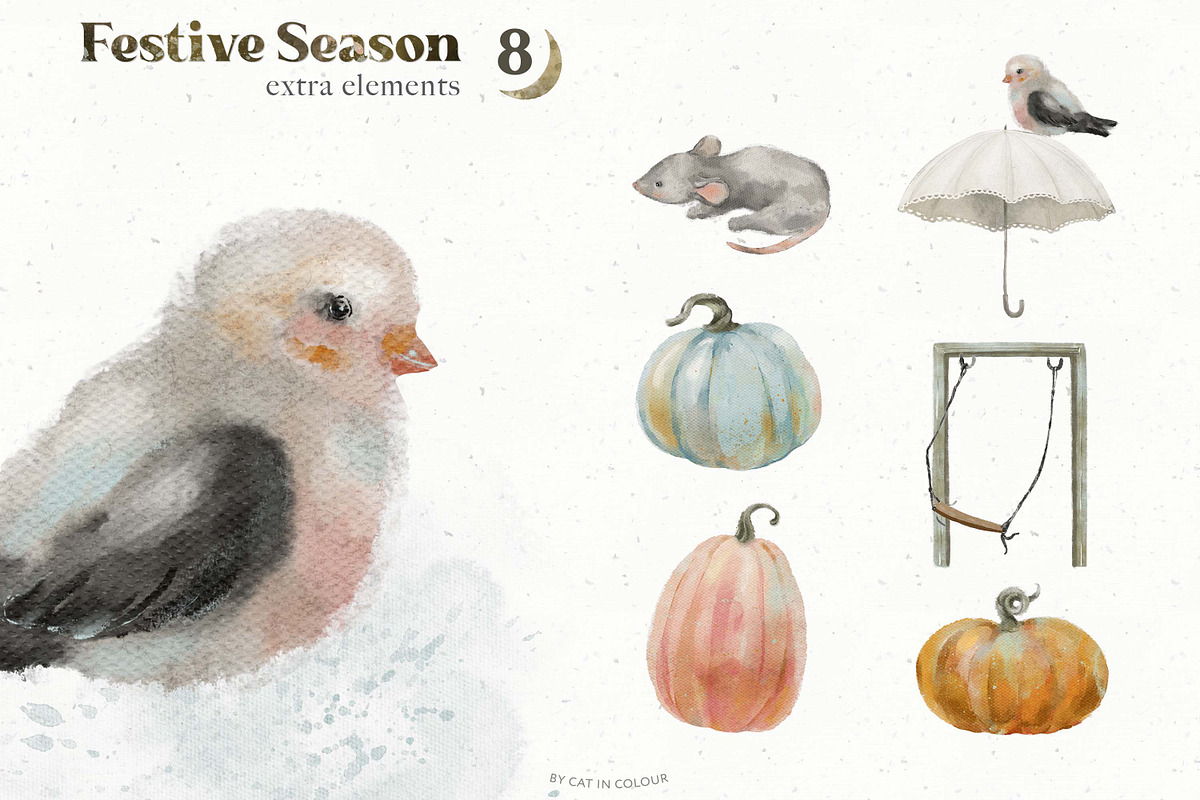 Festive Season. Cute Cats & Rabbits, an Animal Illustration by Cat In Colour (Photo 9 of 16)