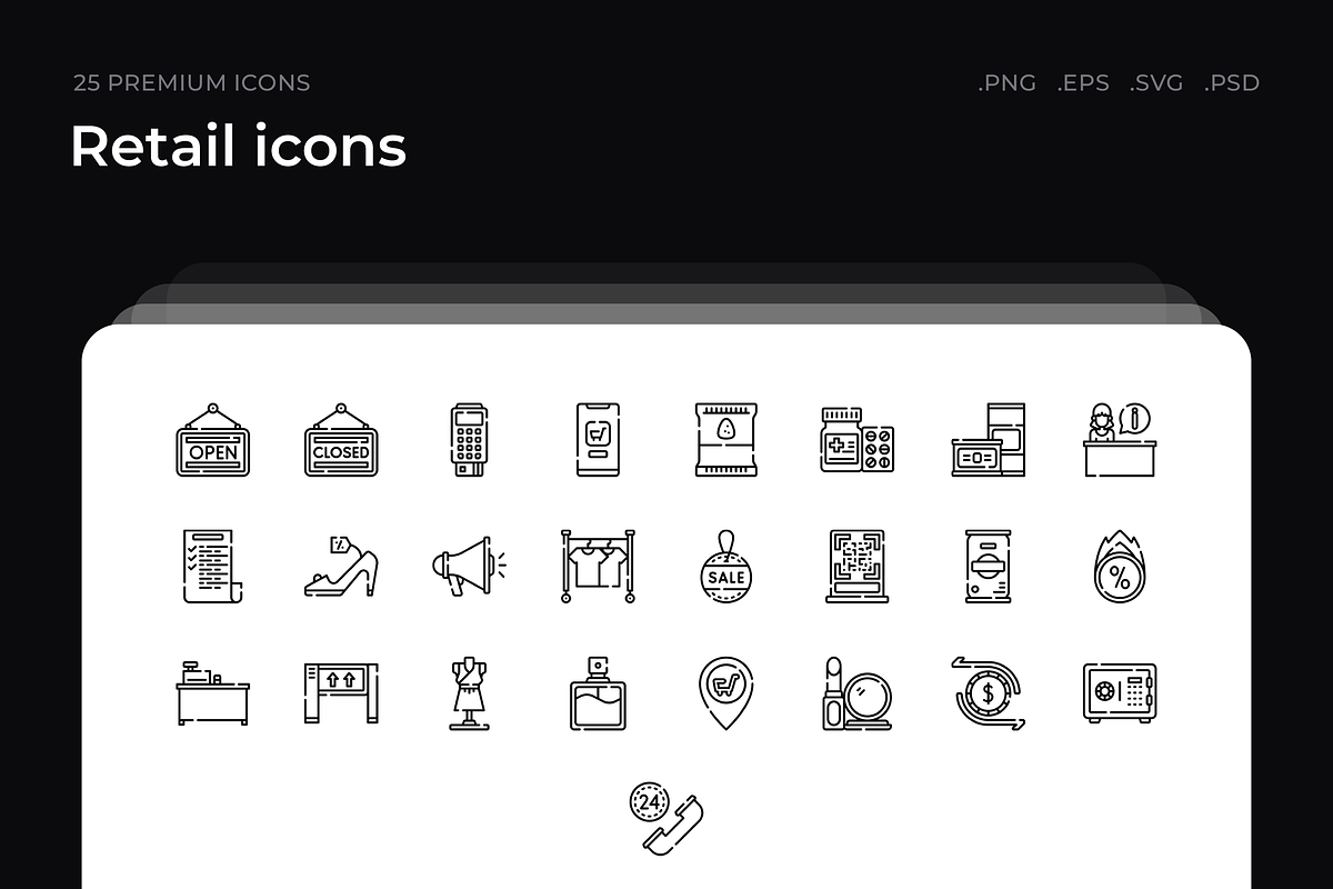 Retail icons, an Outline Icon by Wencory