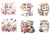 Watercolor Spring Cute Cat Clipart, an Illustration by Dream Creation (Thumbnail 5 of 6)