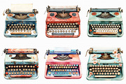 Watercolor Typewriter Clipart, an Illustration by Libby Wishes (Thumbnail 6 of 10)