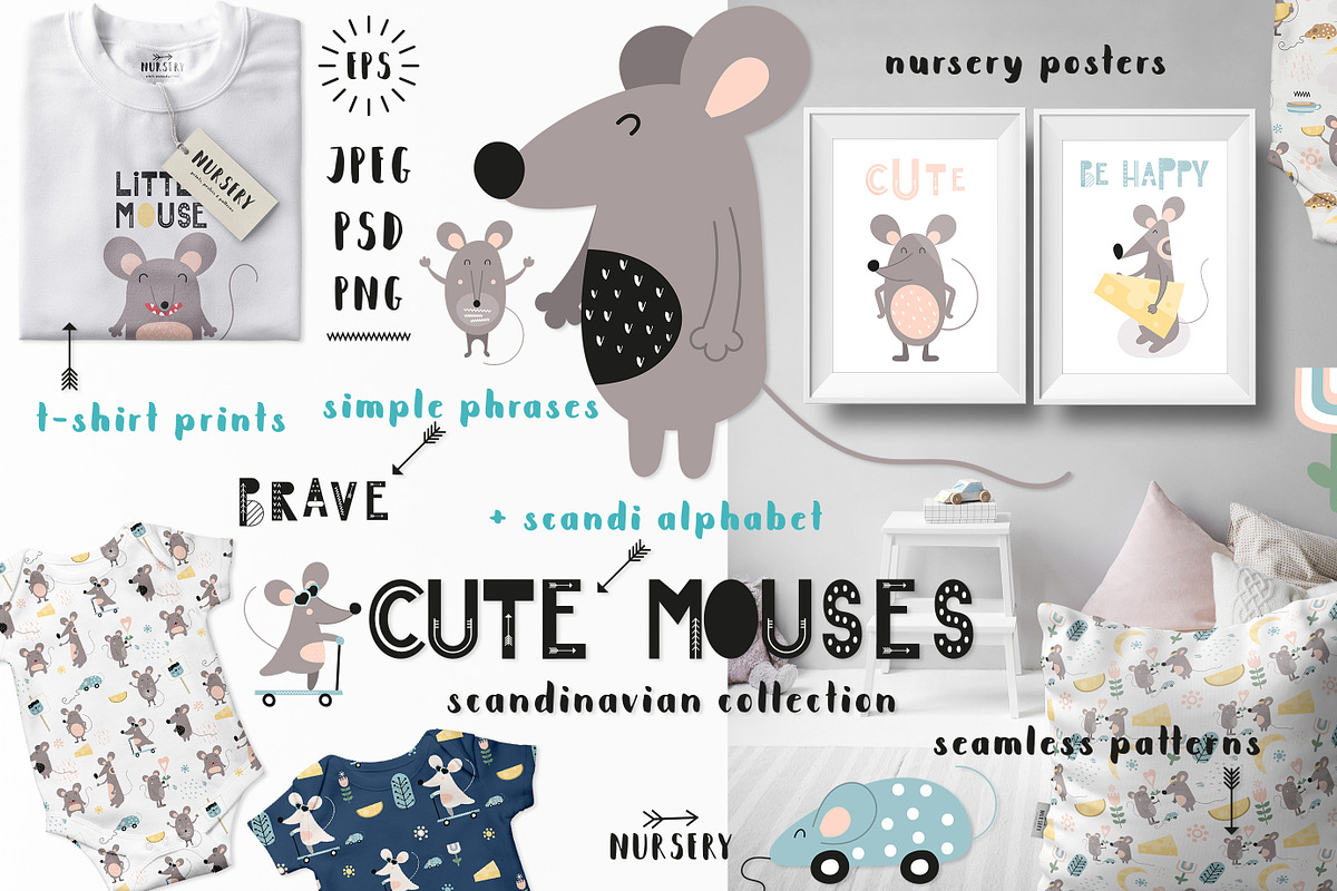 Nursery Art Cute Mouses, an Animal Illustration by Nursery Art (Photo 1 of 7)