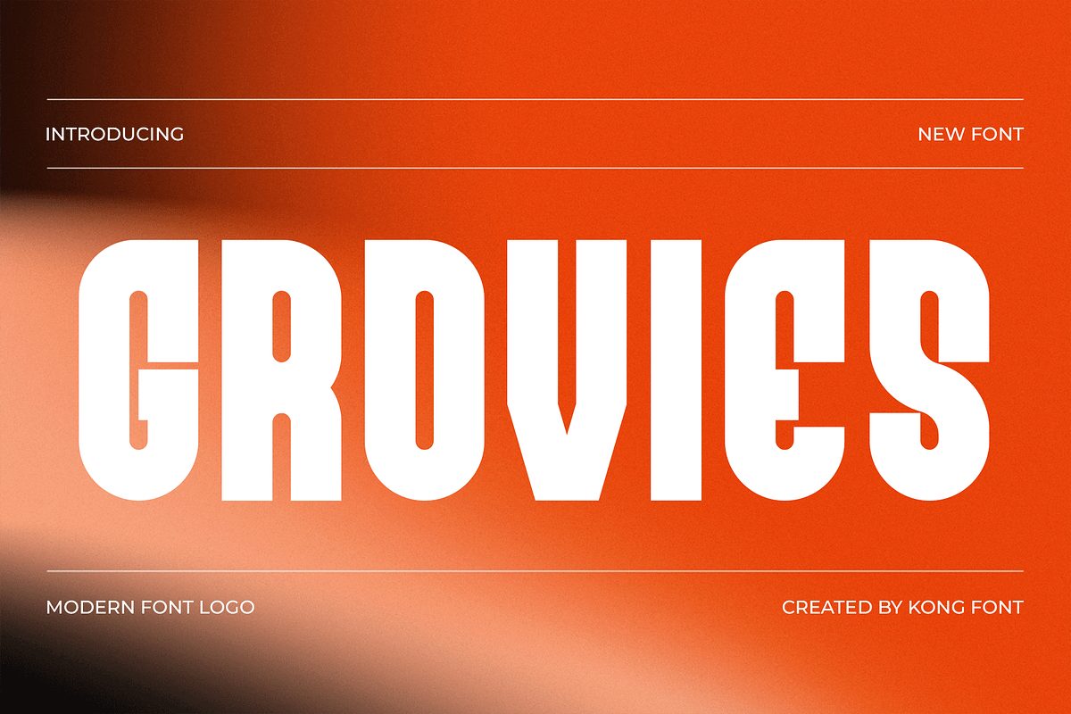 Grovies – A Modern Logo Font, a Serif Font by overlaytemplates (Photo 1 of 5)