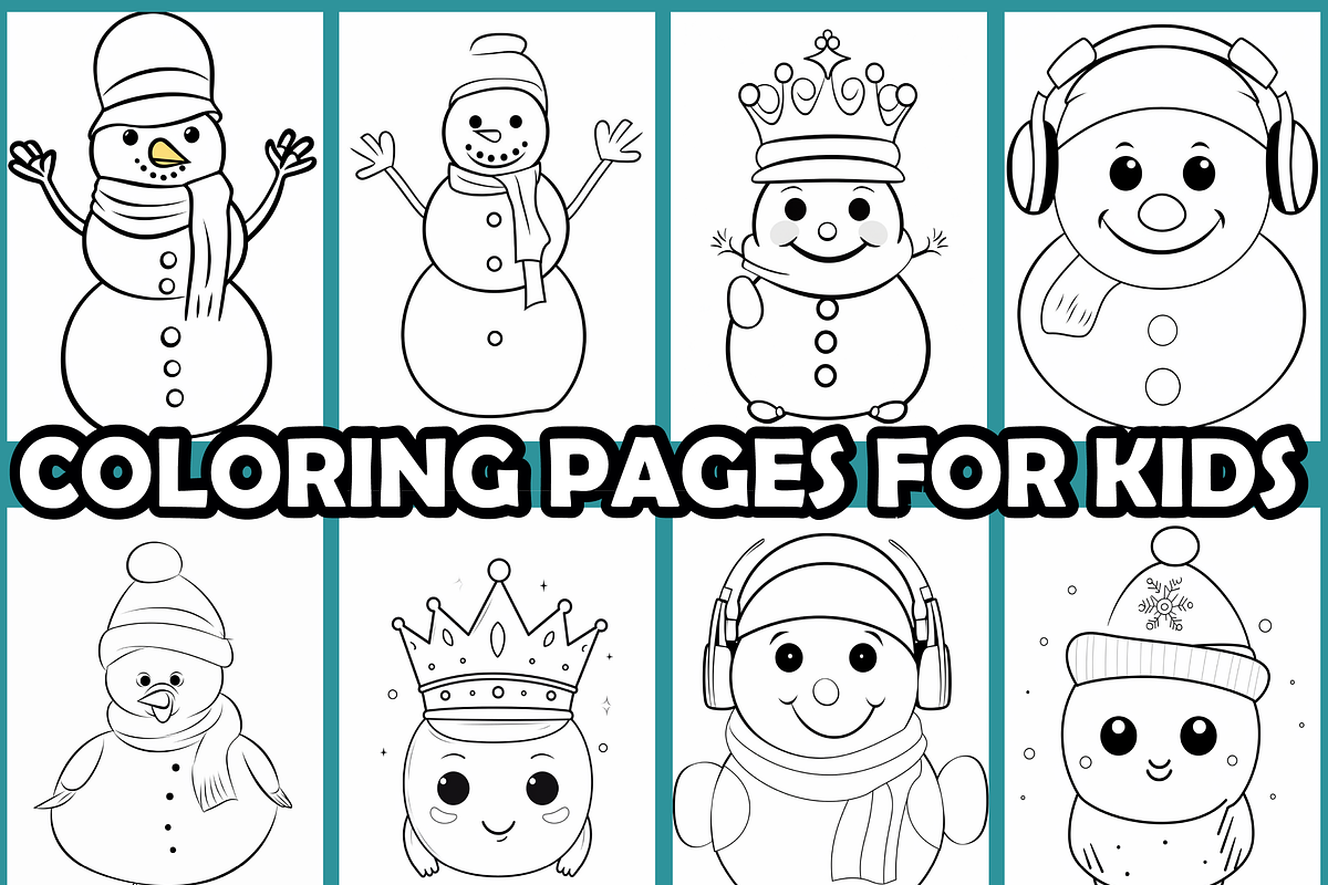 Cute Simple Snowman Coloring Pages, an Animal Illustration by martinblan (Photo 3 of 4)