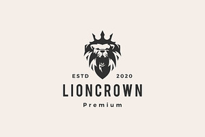 Lion King Crown Hipster Vintage Logo