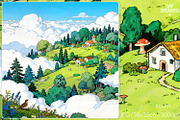Ghibli Style Village, a Decorative Illustration by yahu88studio (Thumbnail 1 of 3)