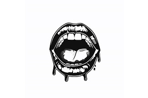 Black White Illustration Open Mouth