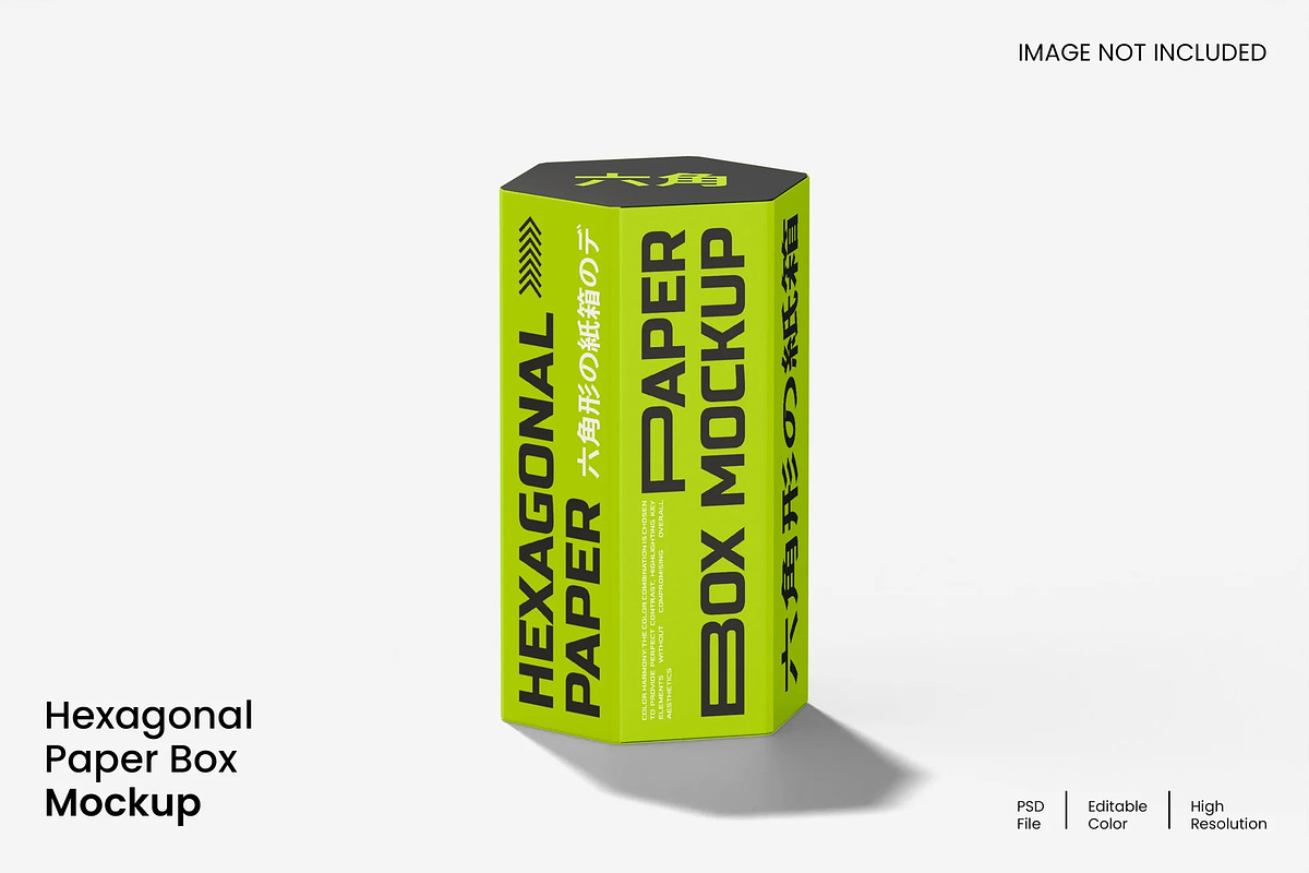 Hexagonal Paper Box Mockup, a Merchandise Mockup by renderstockmarket