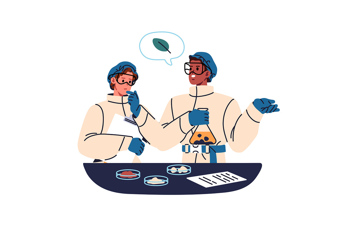 Scientists work in laboratory set, a Person Illustration by PaperTrident (Photo 4 of 7)