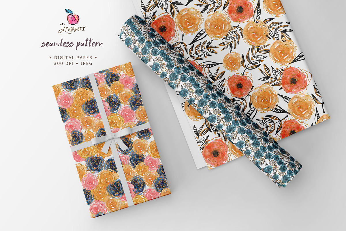 boho flowers, 8 Seamless Pattern 020, a Pattern Graphic by Drawberx (Photo 9 of 10)